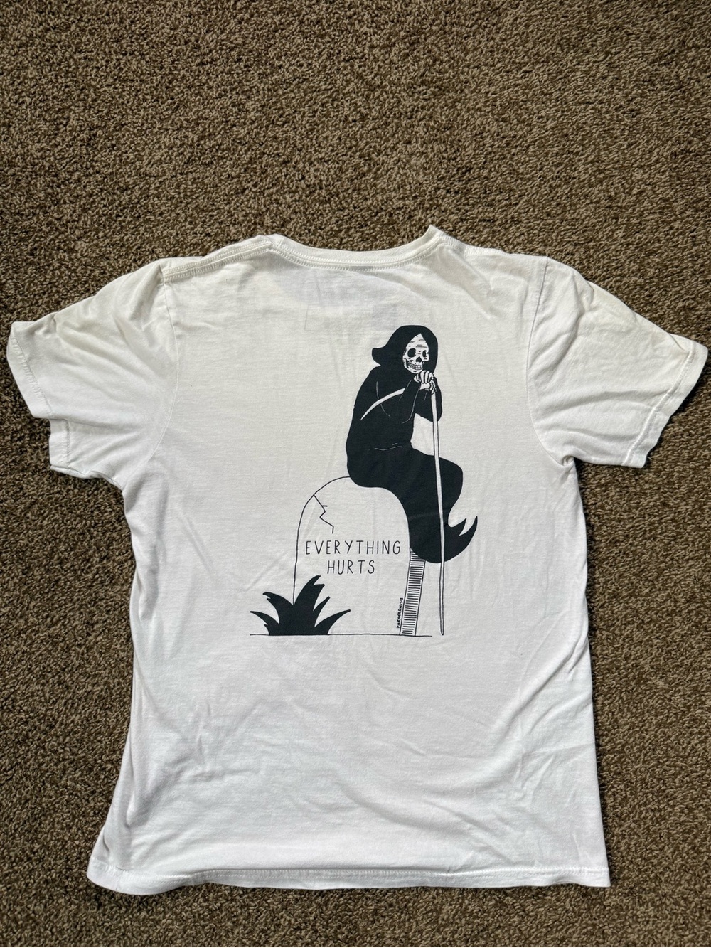 White 'Everything Hurts' Short Sleeve Tee